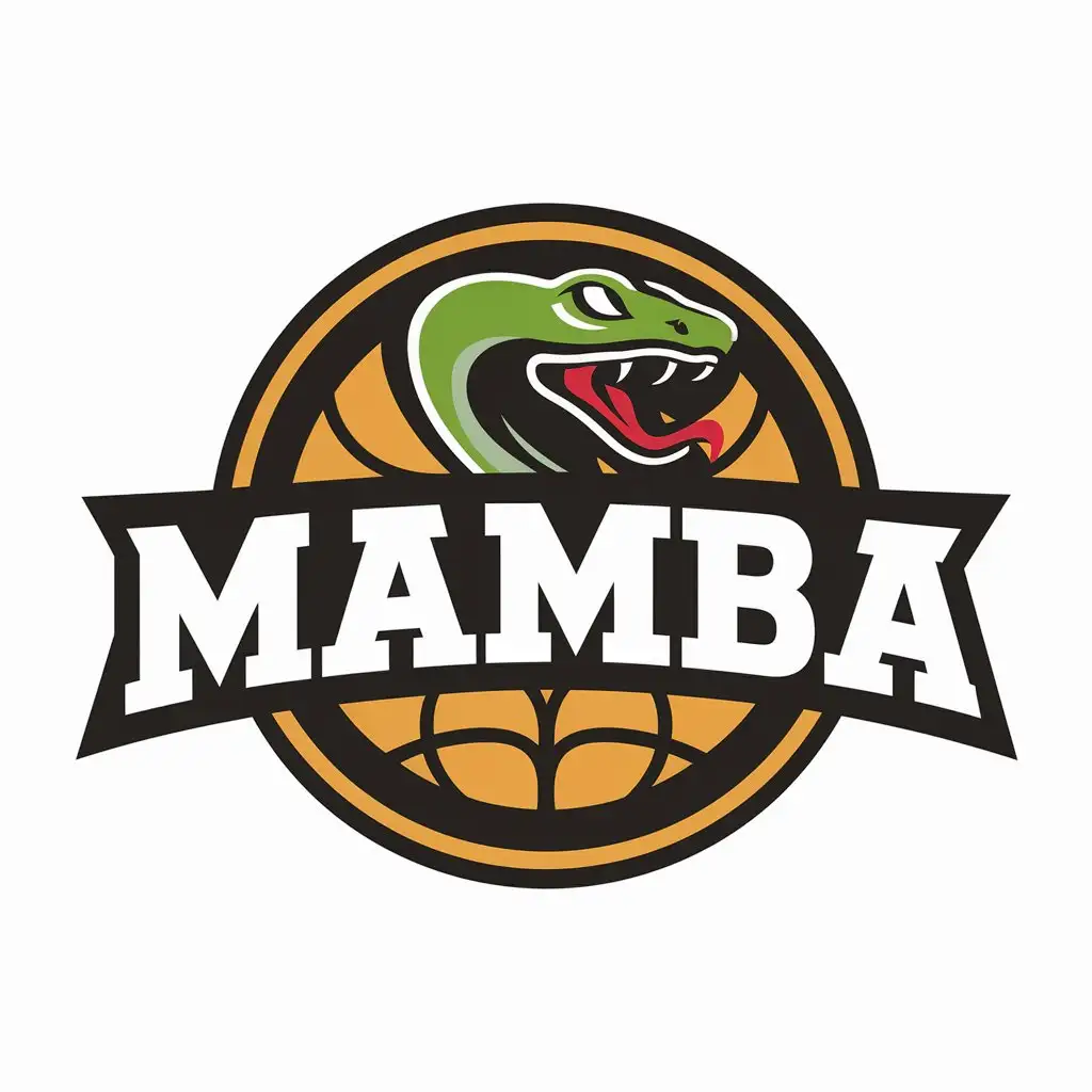 a vector logo design,with the text "mamba", main symbol:snake, basketball,Moderate,be used in Sports Fitness industry,clear background