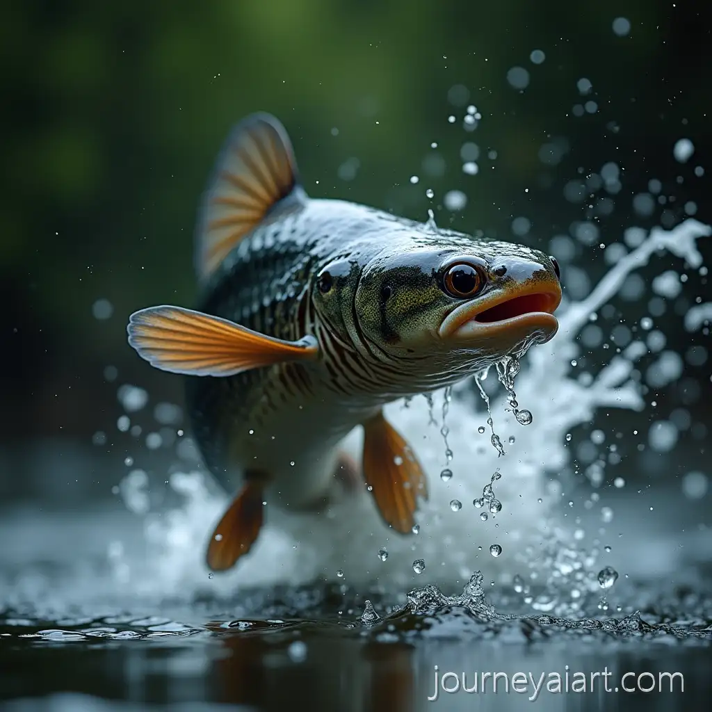 Snakehead-Fish-Leaping-Through-Water-with-Splashing-Effect
