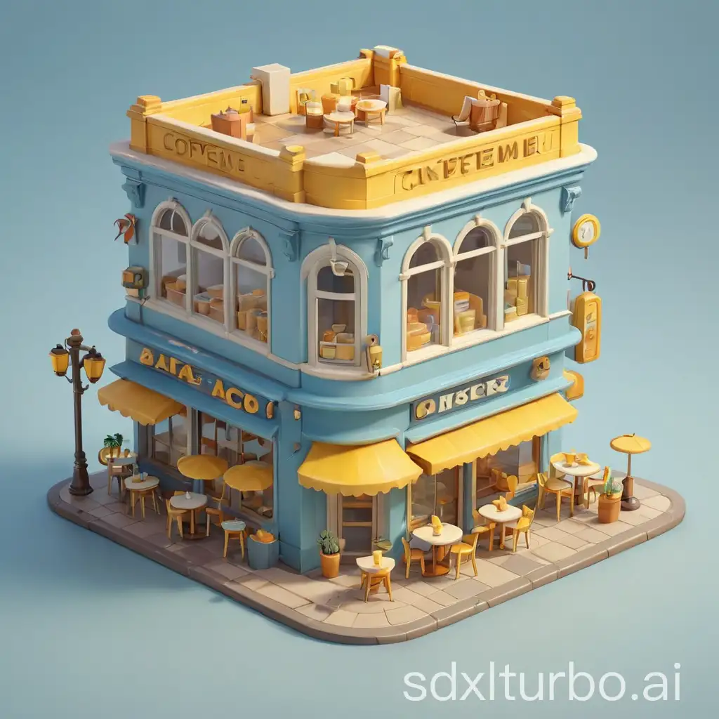 Charming-Cartoon-Cafe-in-Light-Blue-and-Yellow-Clay