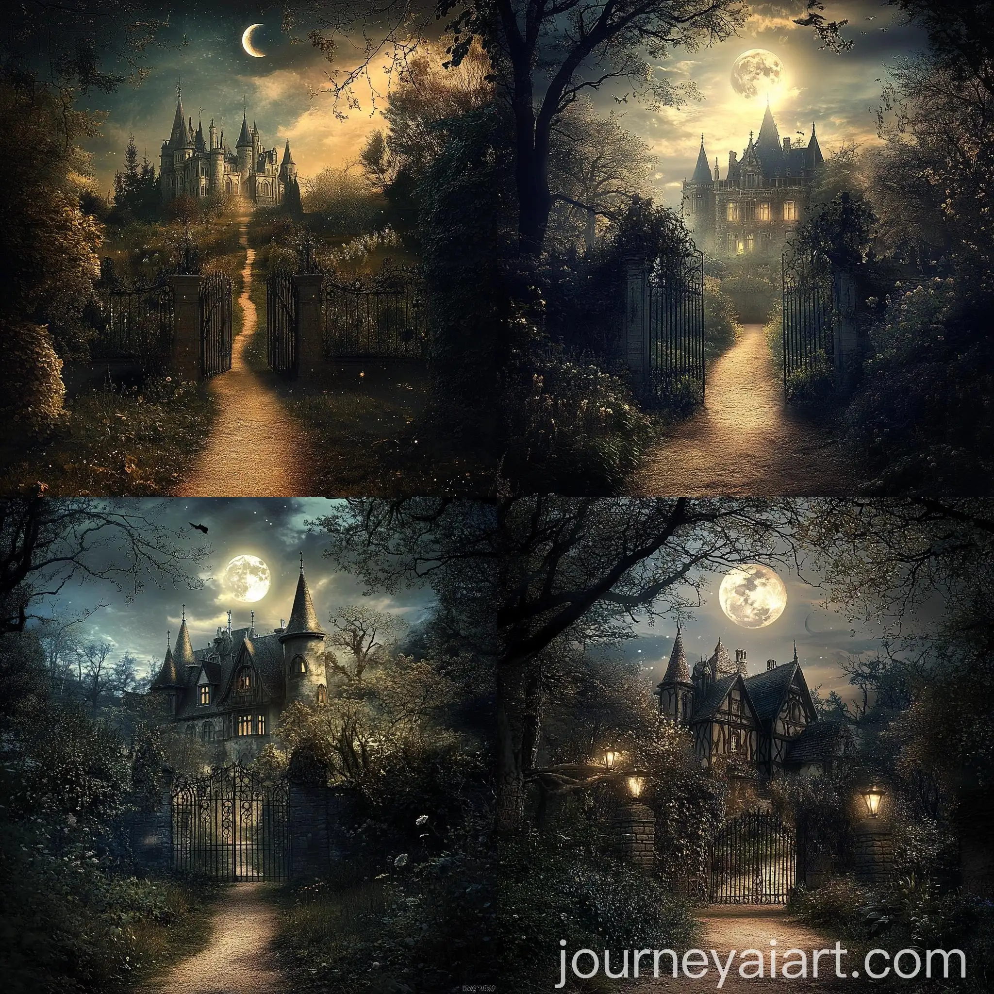 Magical-Fantasy-Book-Cover-Path-to-a-Magical-School-in-Moonlight