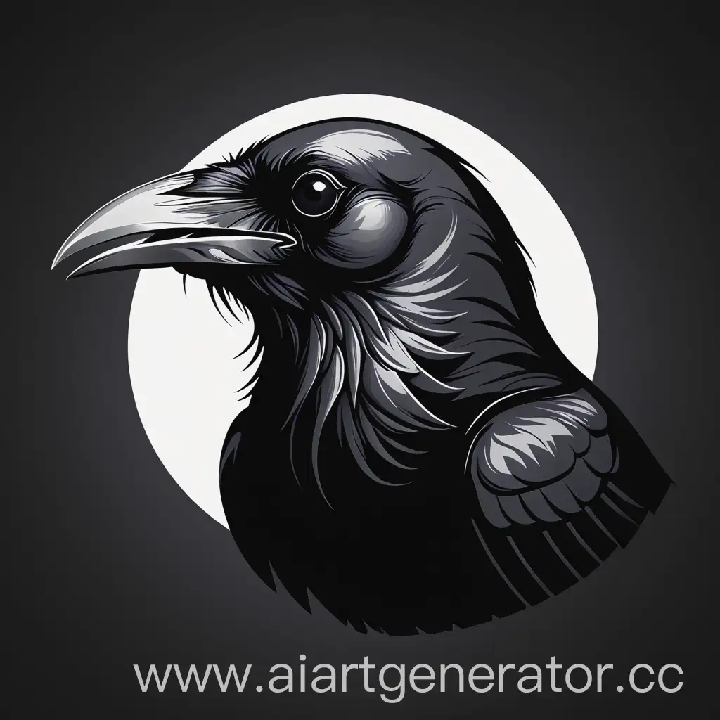 Elegant-Raven-with-Open-Beak-Logo-in-Black-and-White