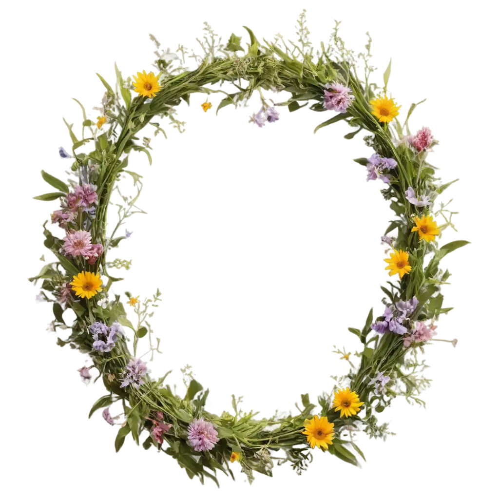 Large-Volume-Wreath-of-Wildflowers-and-Herbs-PNG-Image-Enhancing-Natural-Beauty-Online