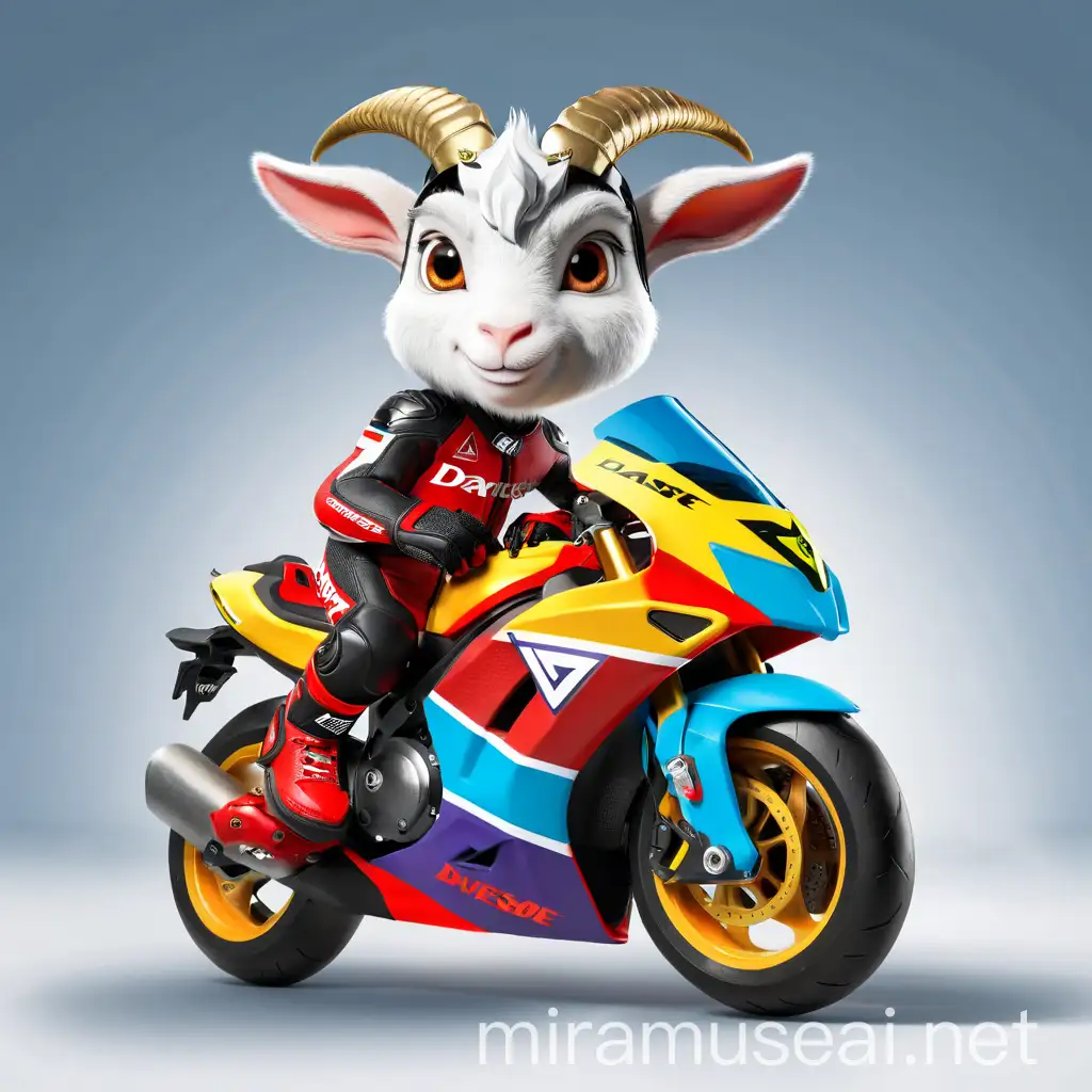 Sportbike Racing Goat with Red and Black Theme and Dainese Racing Gear