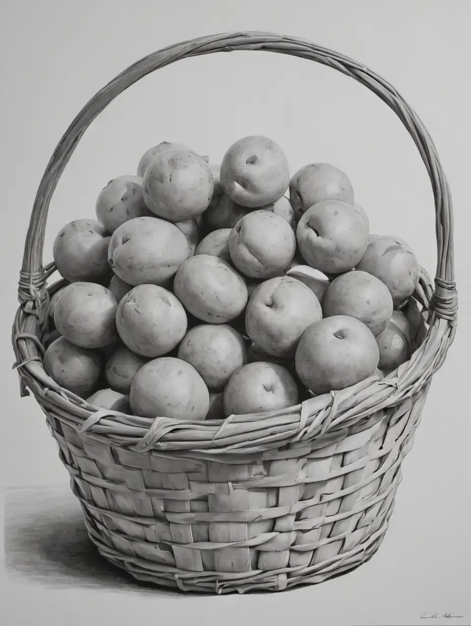 Simple Black and White Drawing of a Basket of Corn