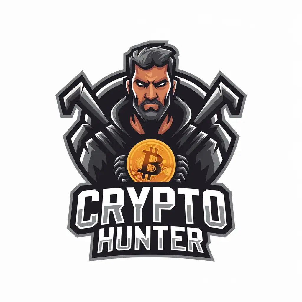 LOGO Design for Crypto Hunter Dark Men with Crypto Symbol Moderate Style  Clear Background | AI Logo Maker
