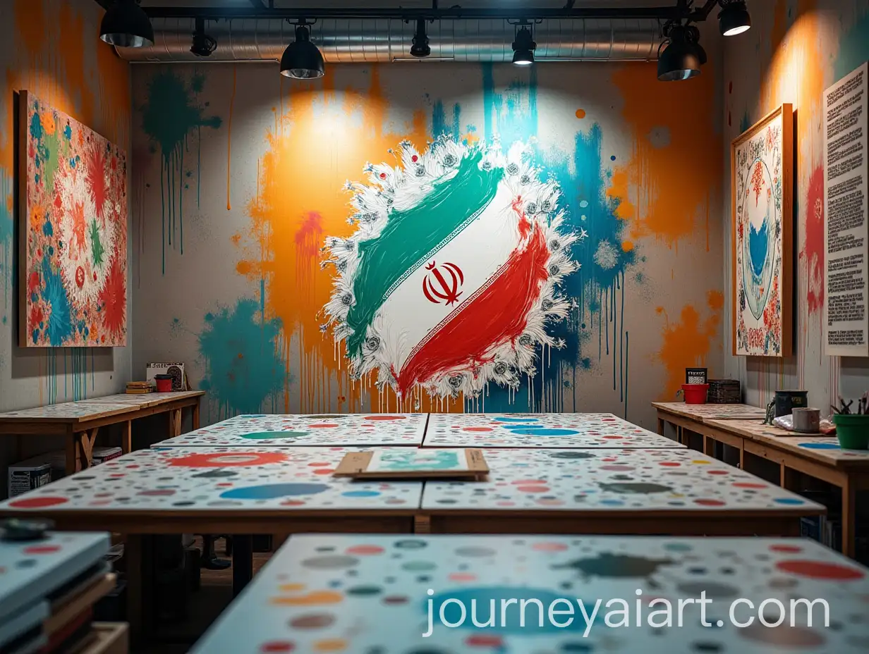 Modern-Printing-Center-with-Iranian-and-Traditional-Symbols-in-a-Creative-Setting