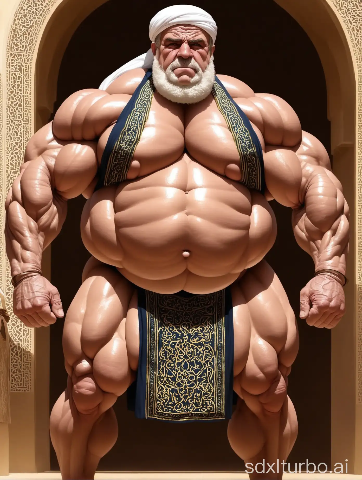 Massive-Muscular-Old-Man-in-Traditional-Arabic-Dress