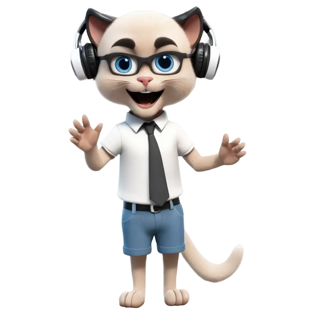 3D-Blue-Eyes-Siamese-Cat-with-Headphones-Singing-in-Recording-Studio-PNG-Image