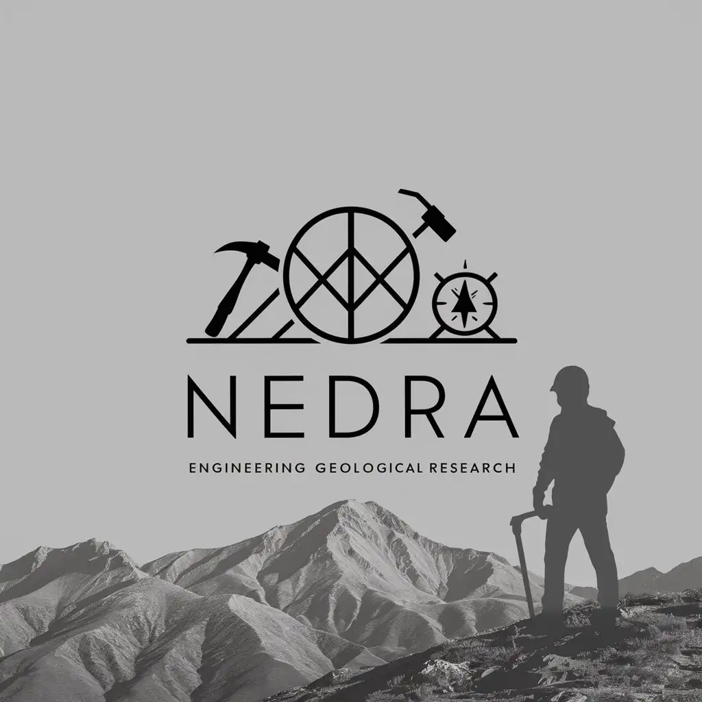 LOGO-Design-for-NEDRA-Minimalistic-Engineering-Geological-Research-with-Geologist-Tools-and-Mountains-Theme