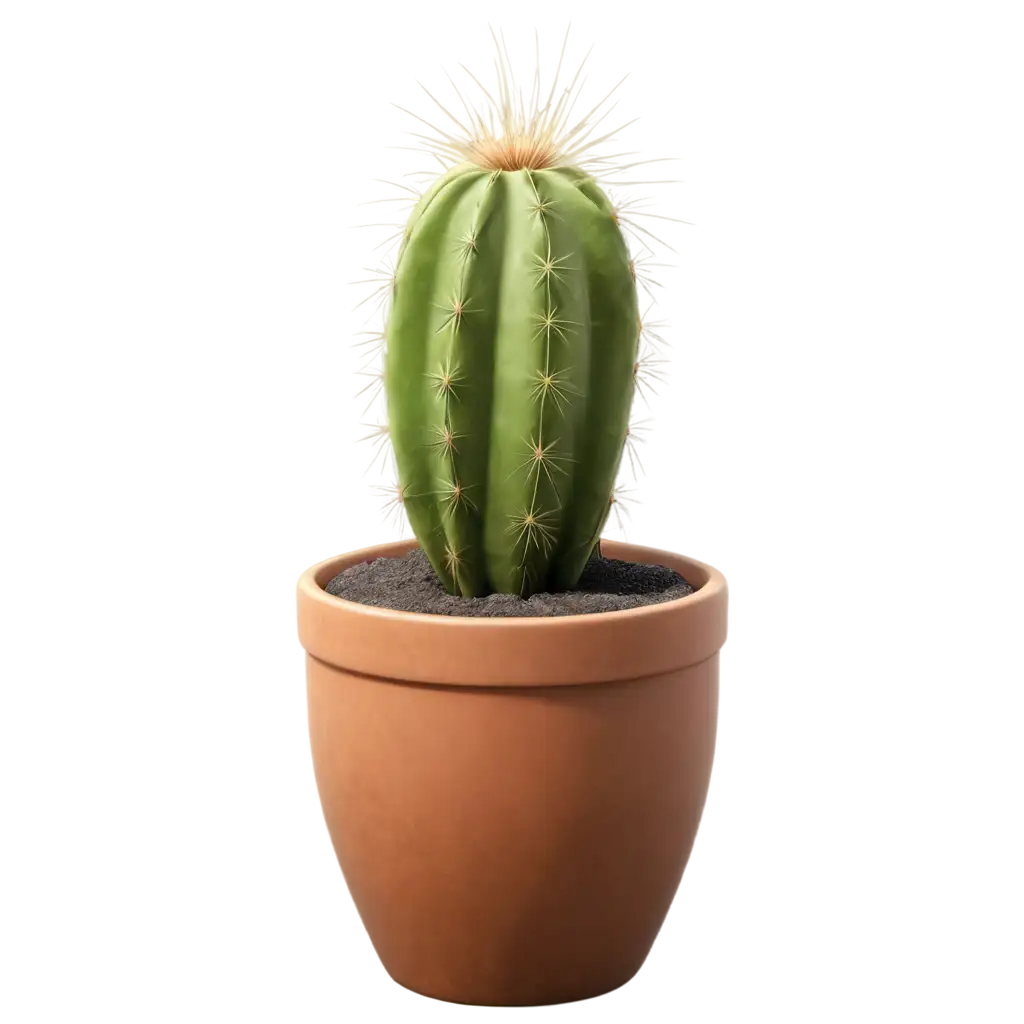 Photorealistic-PNG-Image-of-a-Pot-with-Cactus-High-Resolution-Octane-Render