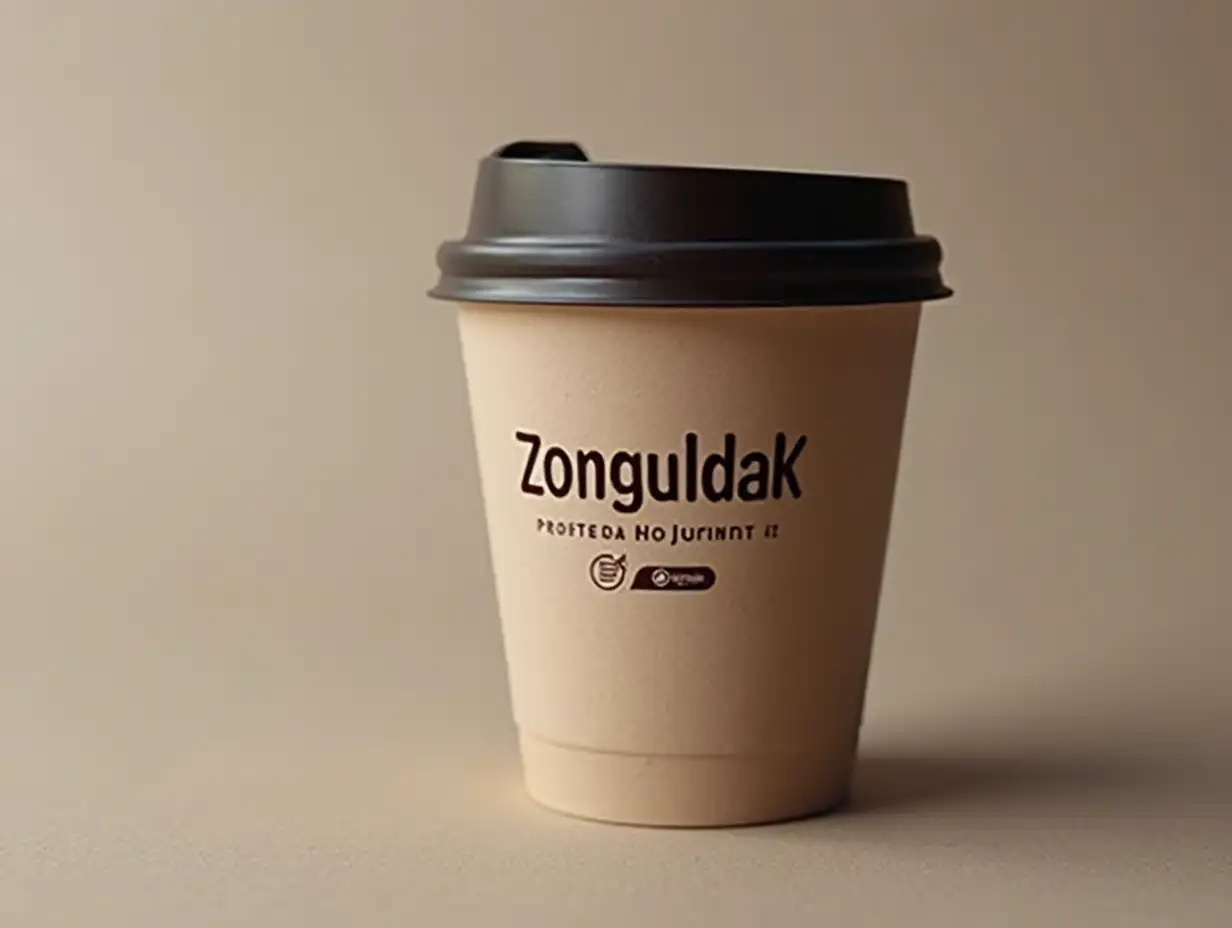 The logo on the coffee cup should read Zonguldak. No background. No logo