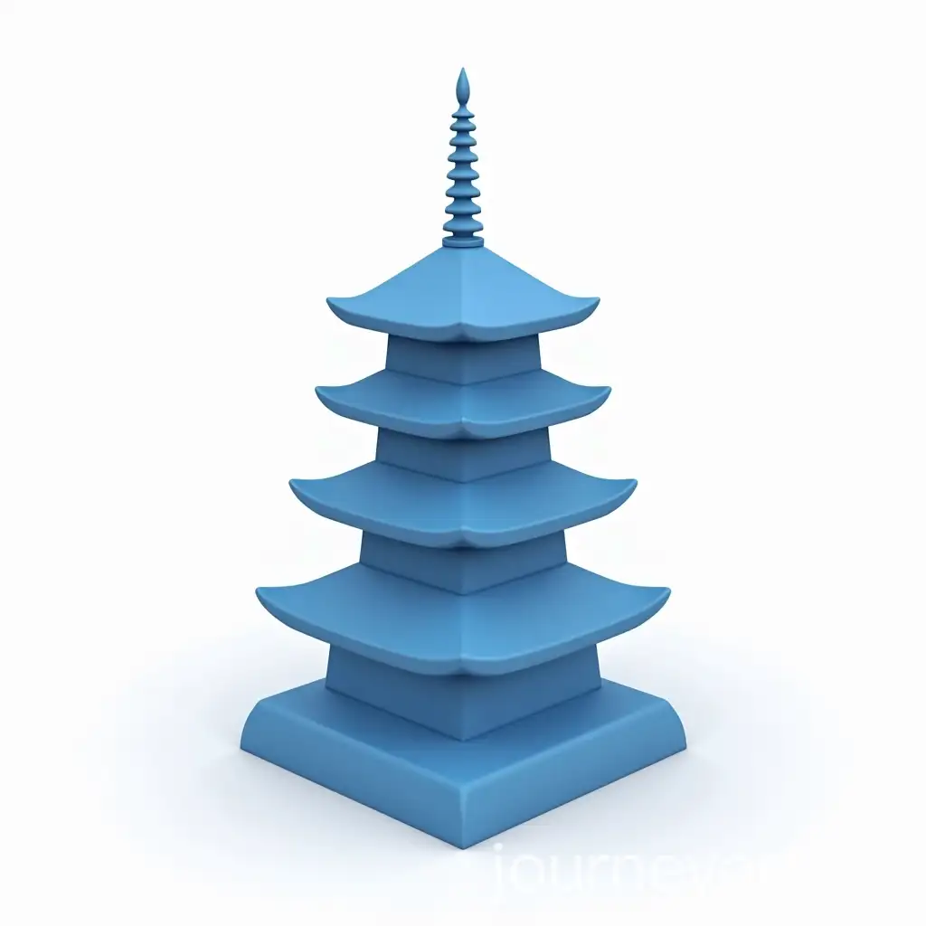 Blue-Japan-Pagoda-Mon-Symbol-on-White-Background