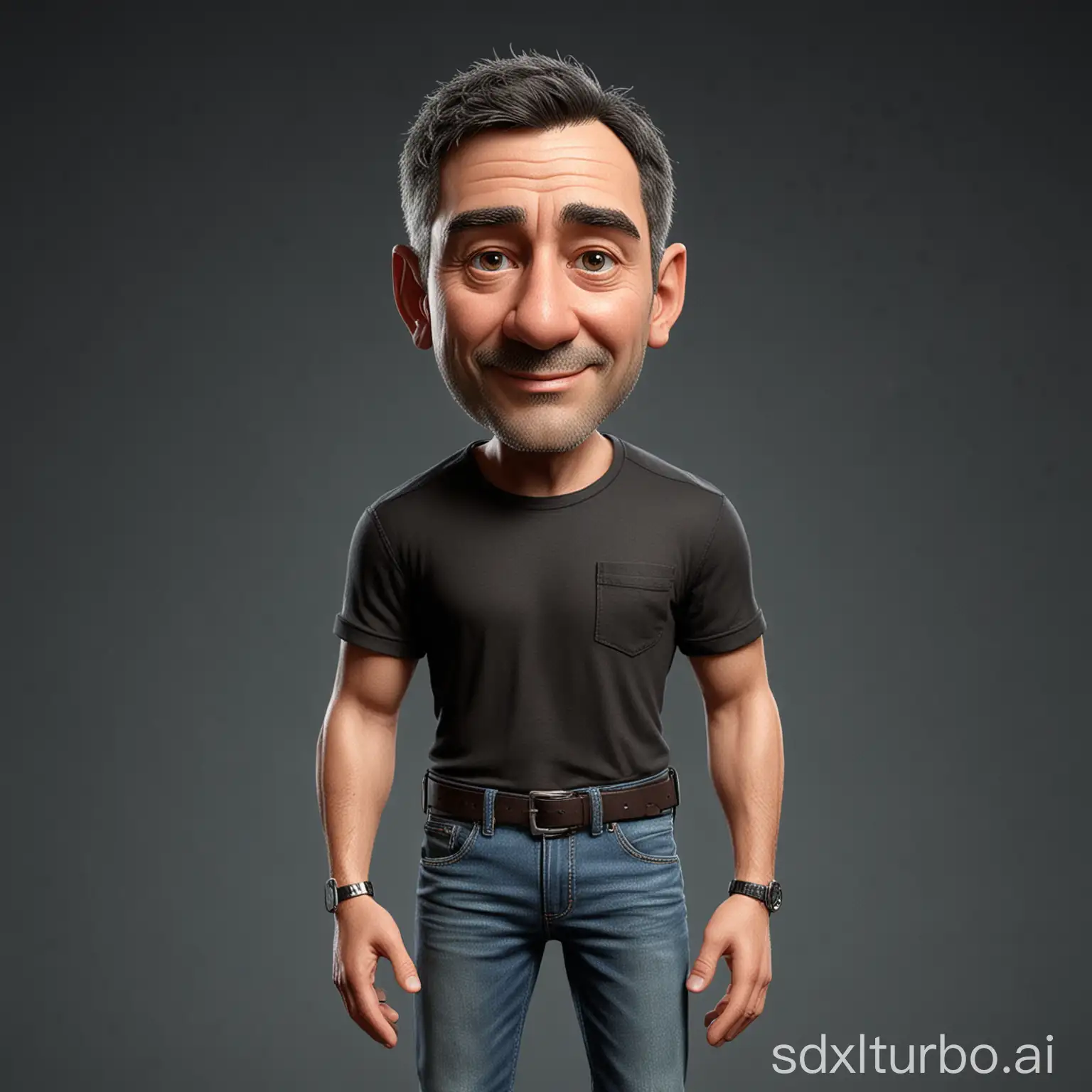 Realistic-3D-Cartoon-Character-Portrait-of-a-Handsome-60YearOld-Man-in-Black-Attire