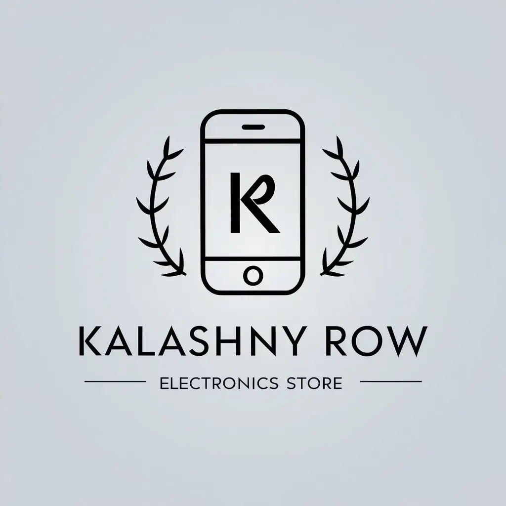 a vector logo design,with the text "Electronics store: 'Kalashny Row'", main symbol:smartphone,Minimalistic,be used in Retail industry,clear background