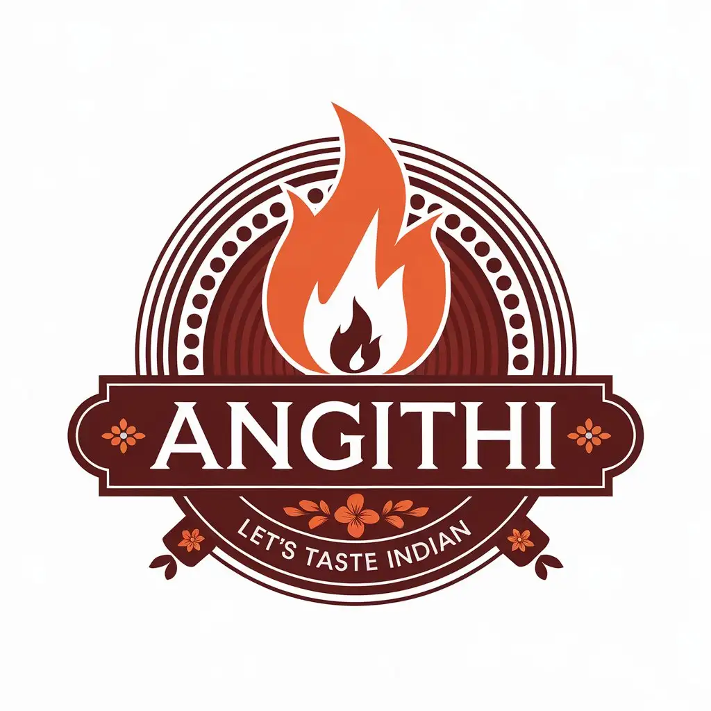 LOGO Design for Angithi Fire Symbol with Text and Slogan for Indian Restaurant