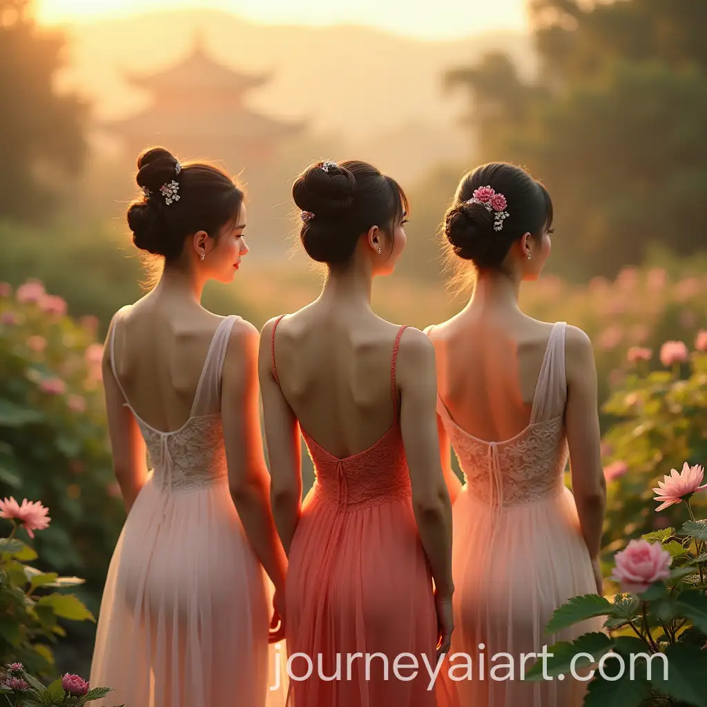 Graceful-ChineseAI-Art-Prompt-Expansion-Women-in-a-Garden-at-Dawn