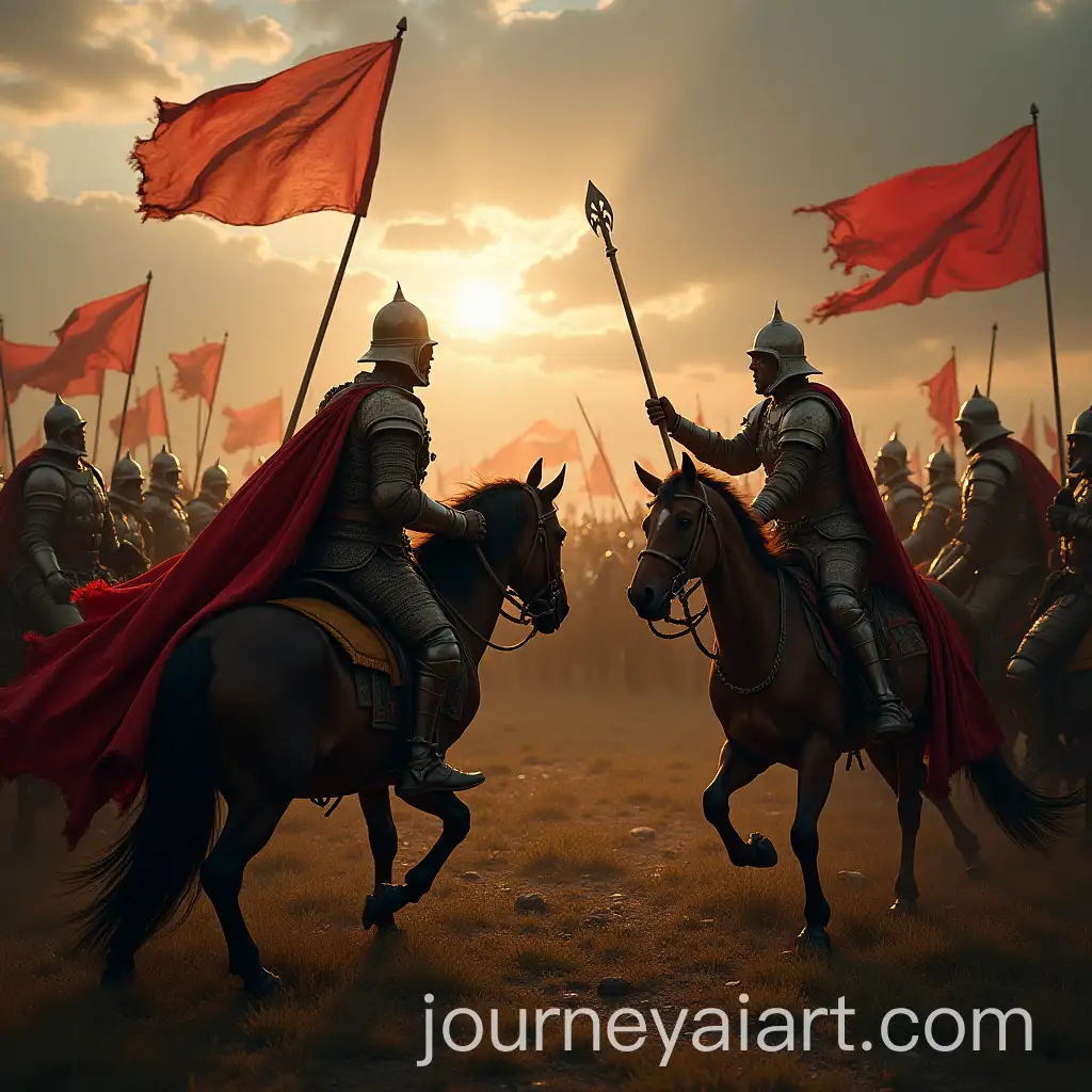 Medieval-Kingdom-Battle-Scene-with-Armored-Soldiers-and-Dramatic-Skies