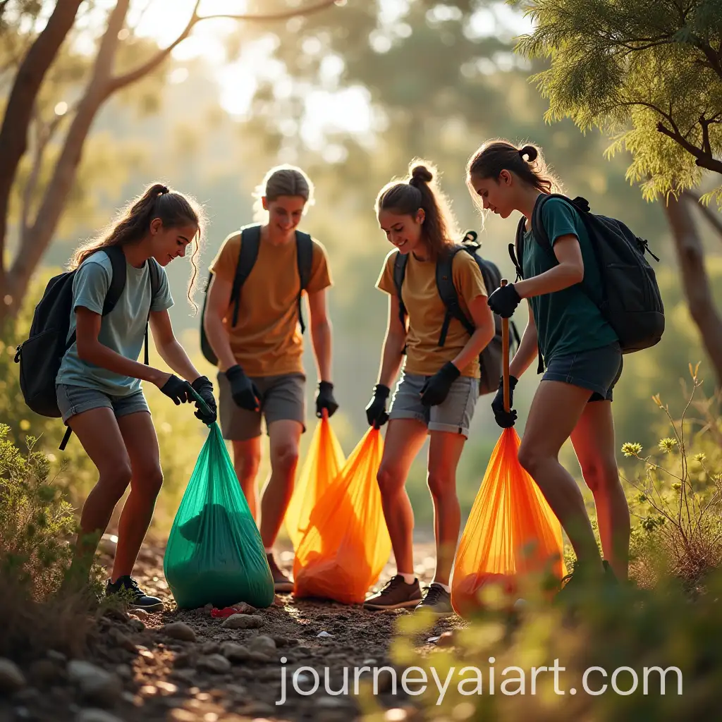 Diverse-Teenagers-Cleaning-Australian-Bushland-Together