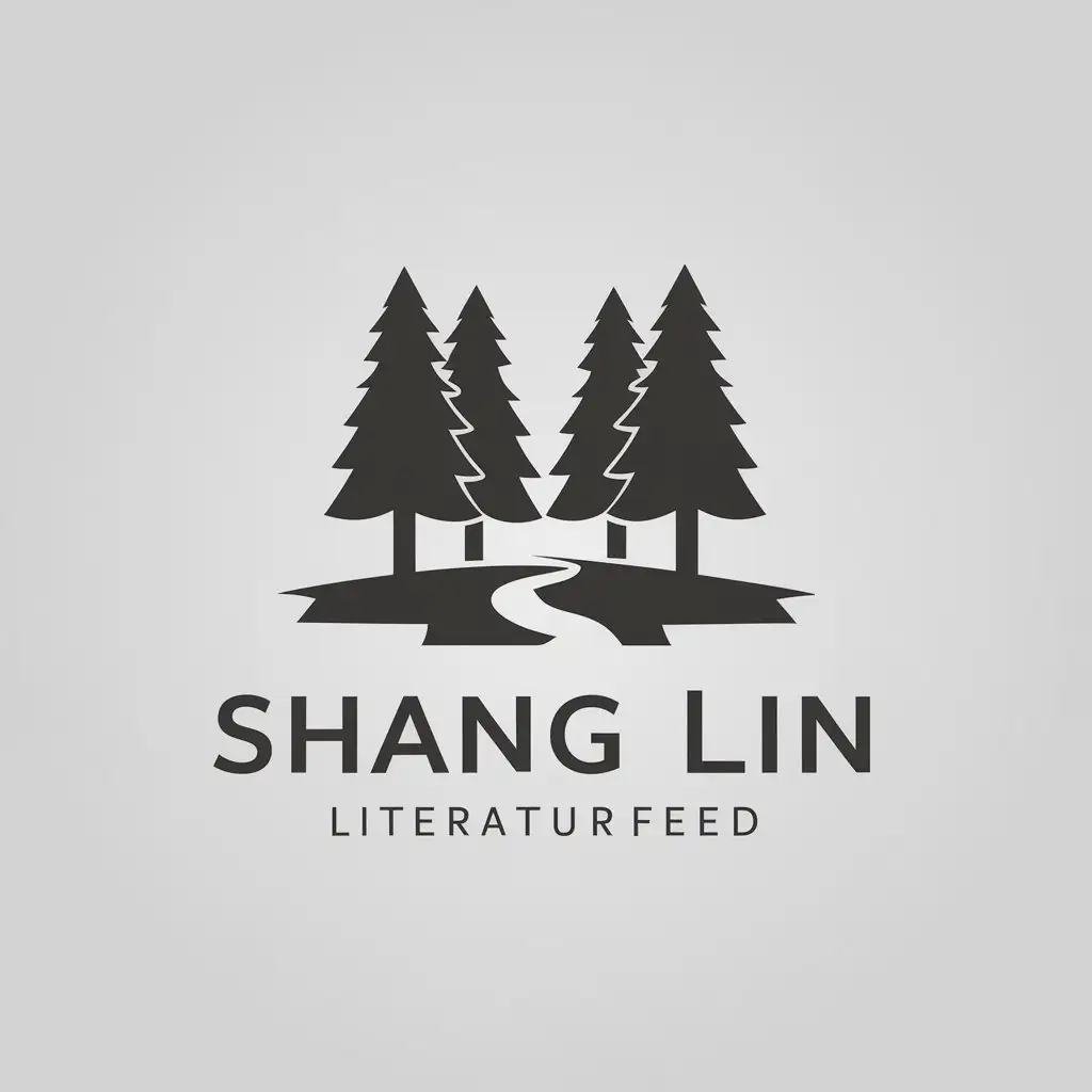 a vector logo design,with the text "Shang lin", main symbol:A forest and a small path in it,Minimalistic,be used in literature industry,clear background