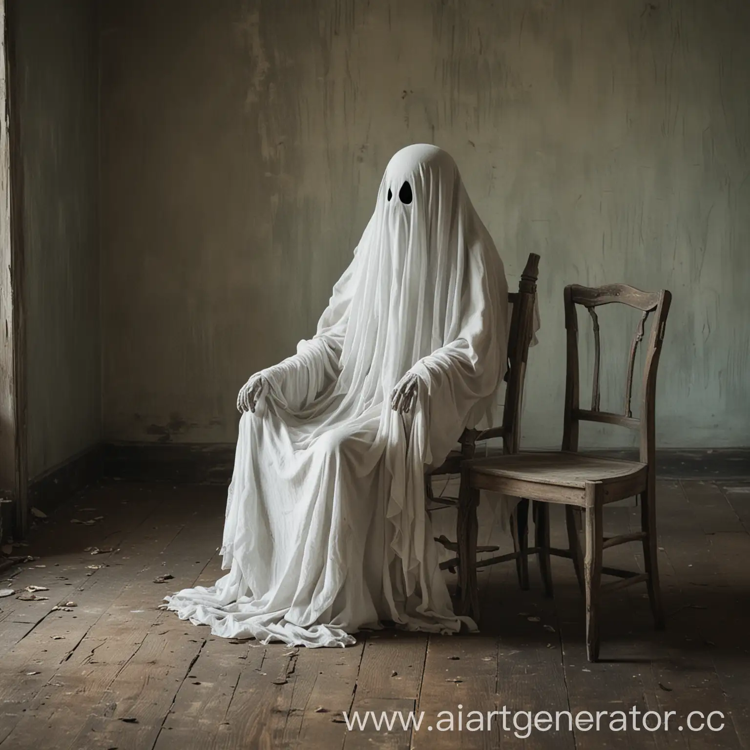 Ghost-Sitting-on-an-Old-Wooden-Chair-in-a-Dimly-Lit-Room