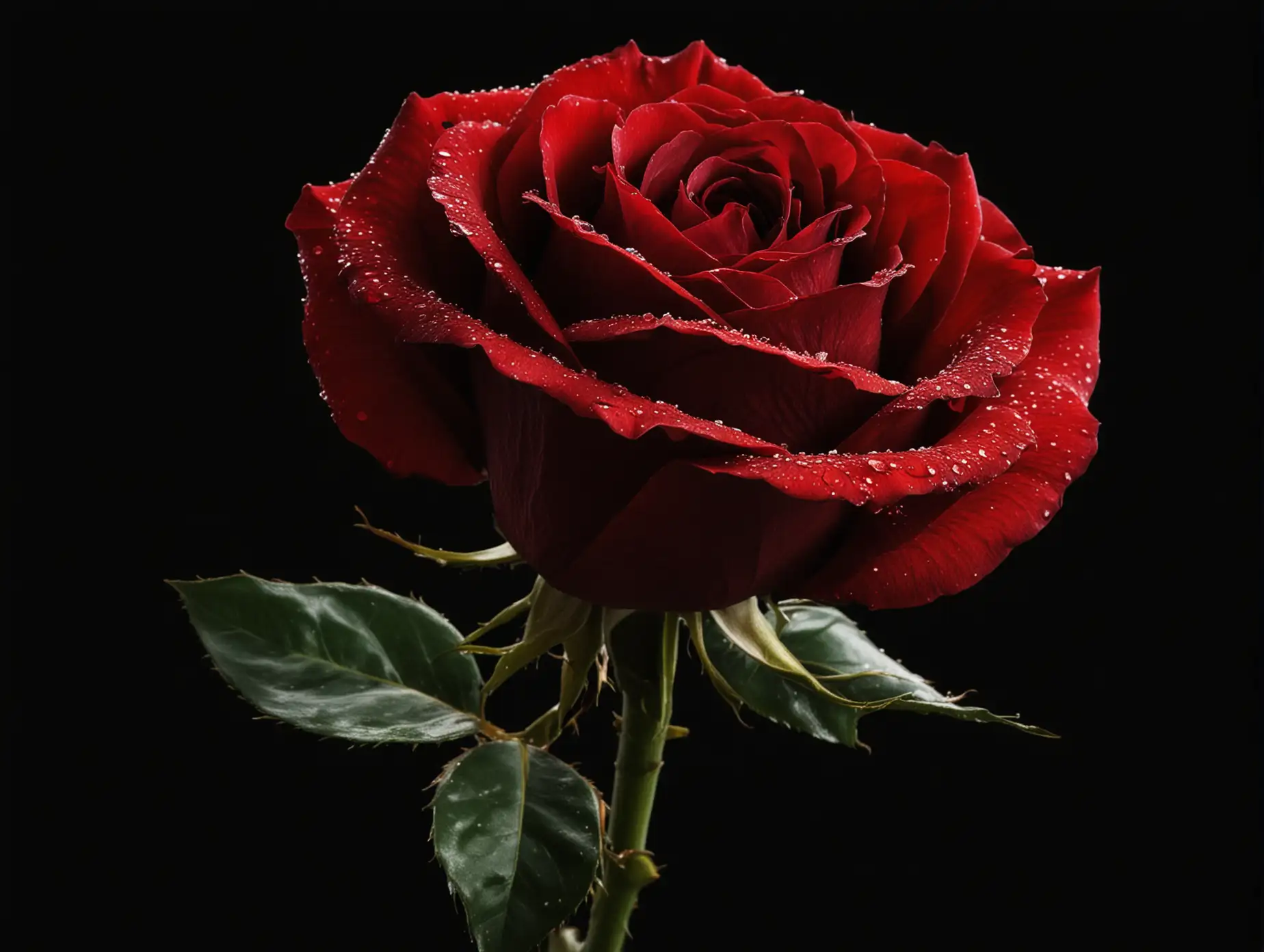 Red Rose, black background