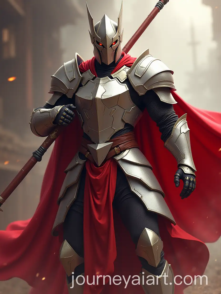 Courageous-Warrior-in-Red-and-White-Armor-with-Lance