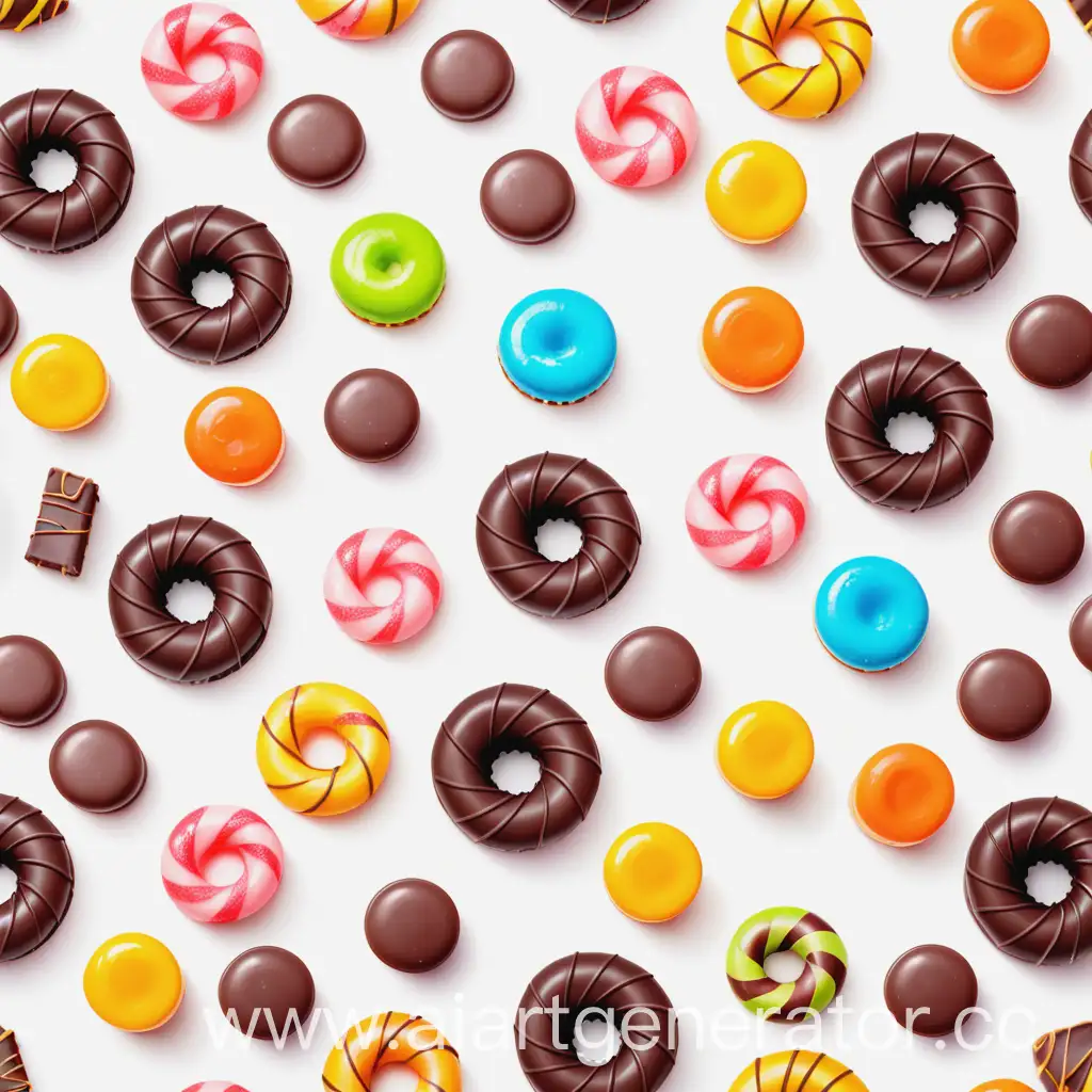 Many sweets on a white background