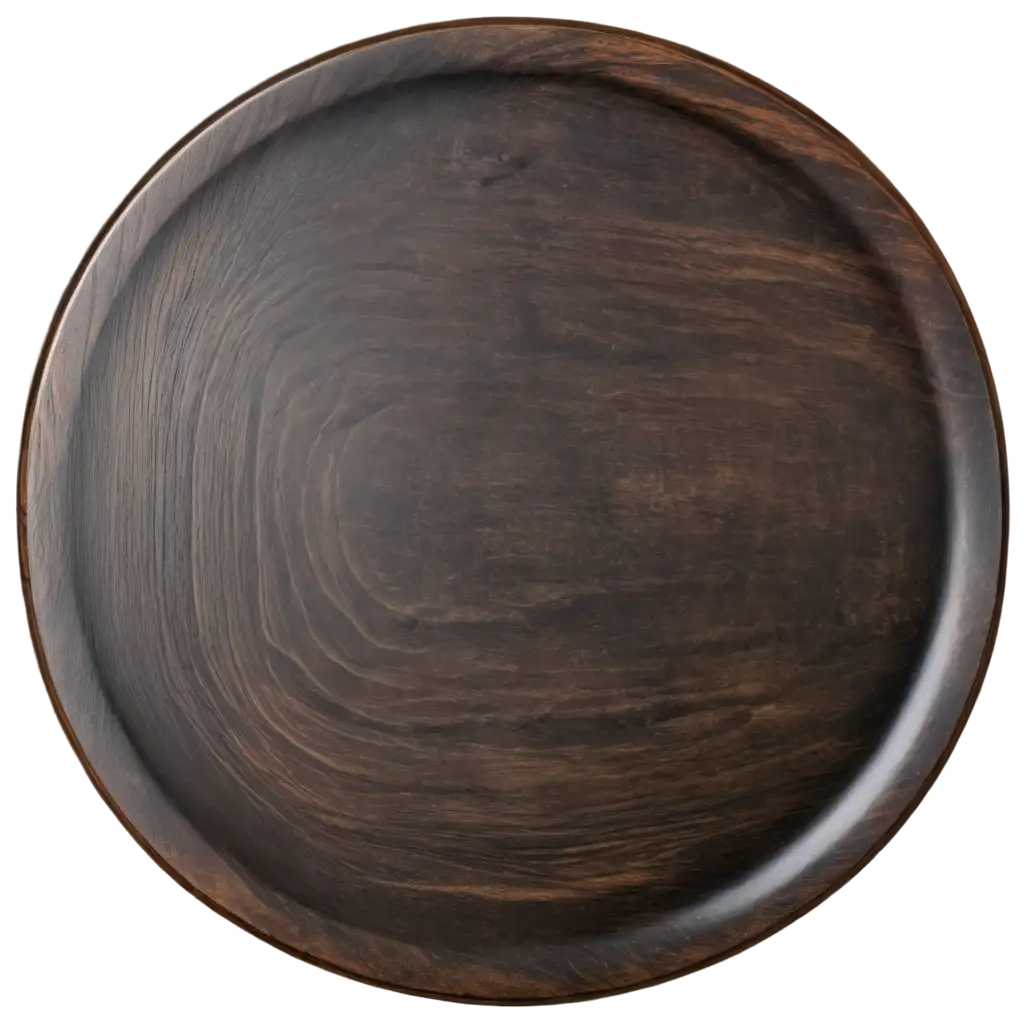 top view of dark wooden plate for pizza