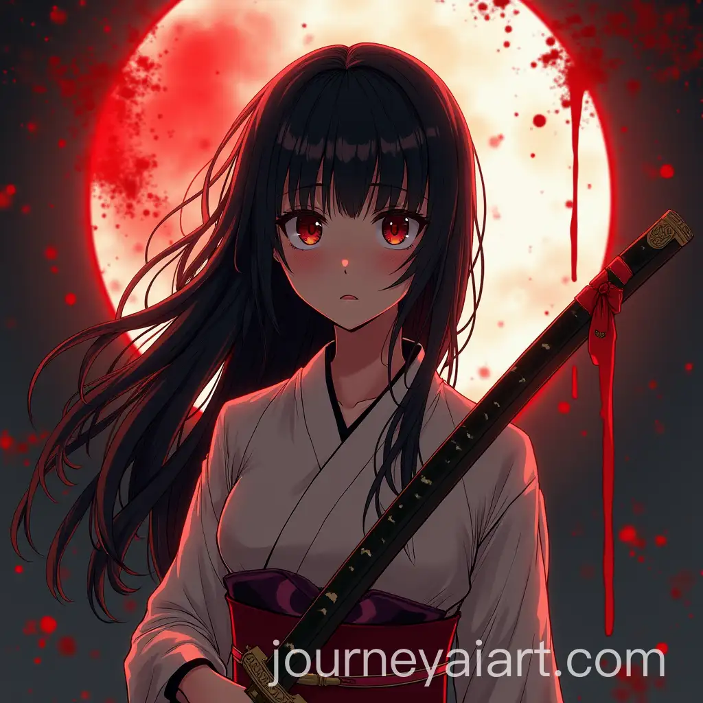 Sad-Anime-Brunette-Girl-with-Katana-Under-a-Blood-Moon