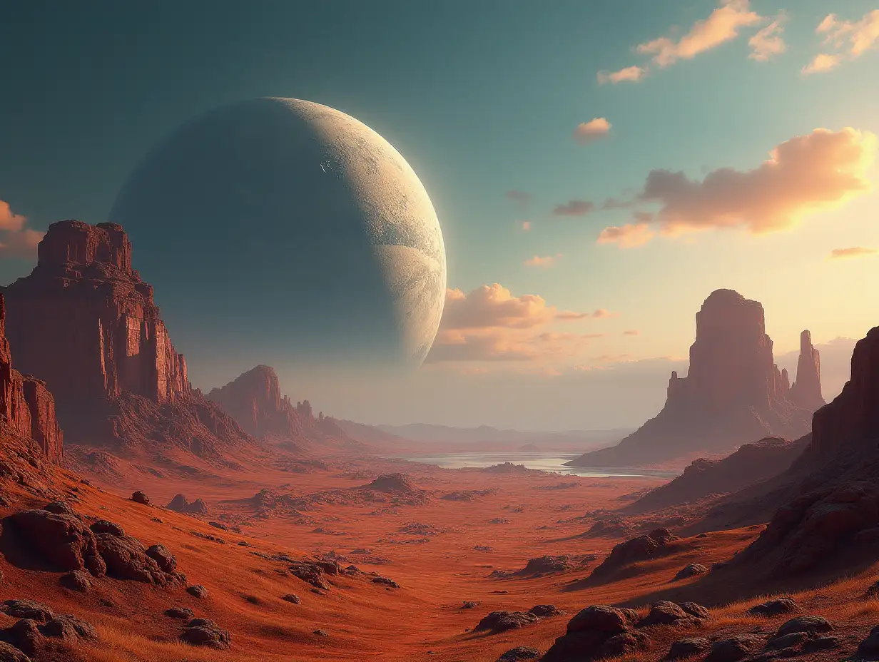 Create for me a photorealistic image on another planet