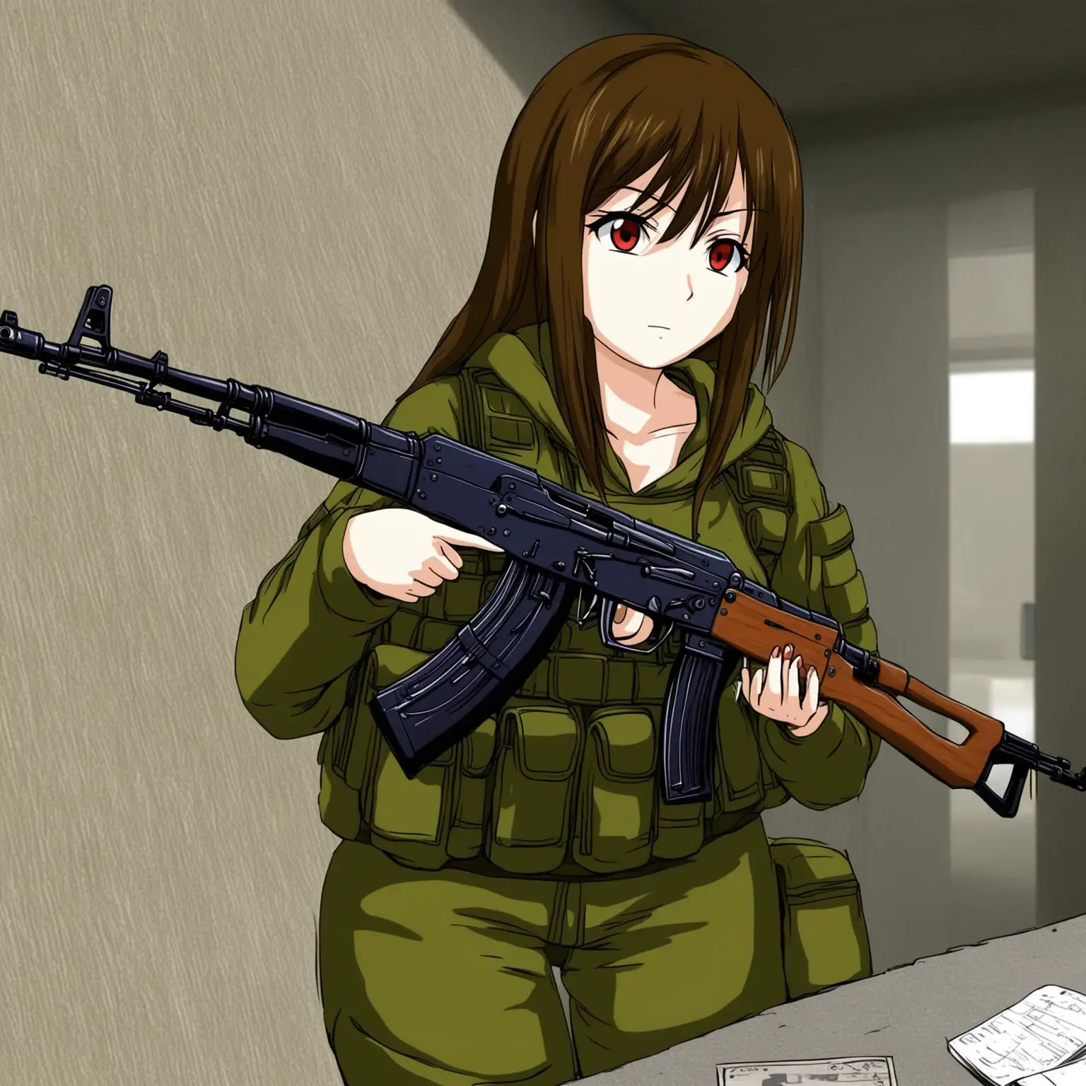 anime girl with ak47 in a counter strike match