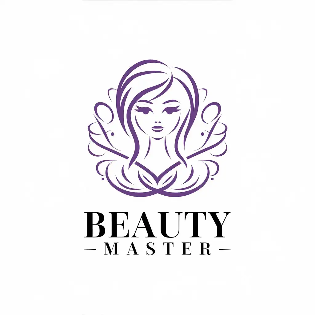 a vector logo design,with the text "beauty master", main symbol:pretty girl,complex,be used in Beauty Spa industry,clear background