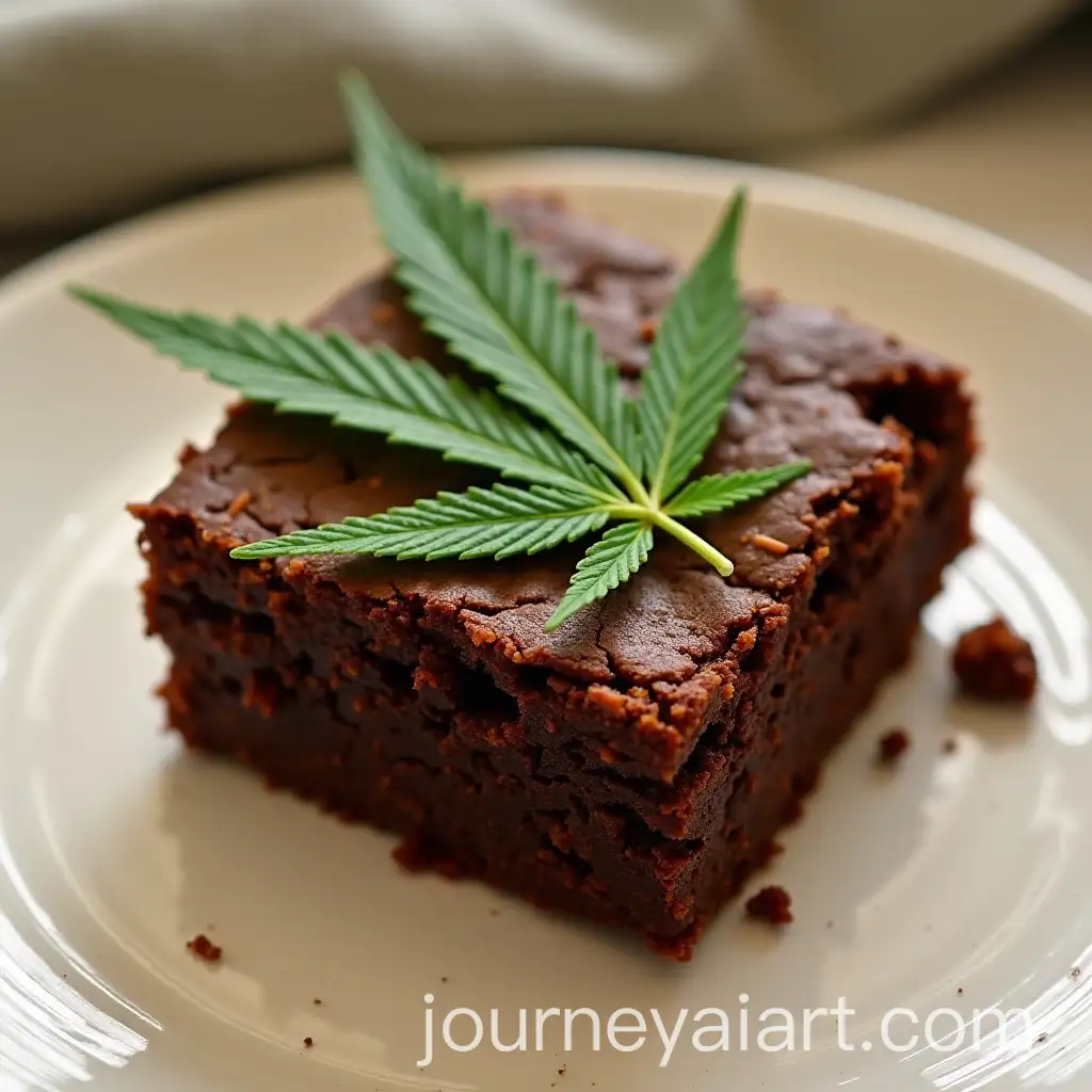 CloseUp-of-a-Cannabis-Leaf-Infused-Brownie-on-a-Wooden-Table