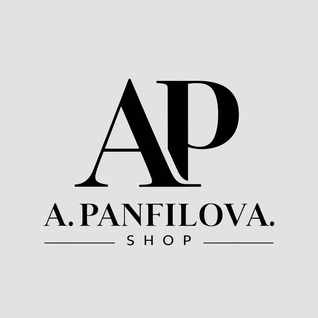 a vector logo design,with the text "A. Panfilova shop", main symbol:Letters A. P.,complex,be used in Retail industry,clear background