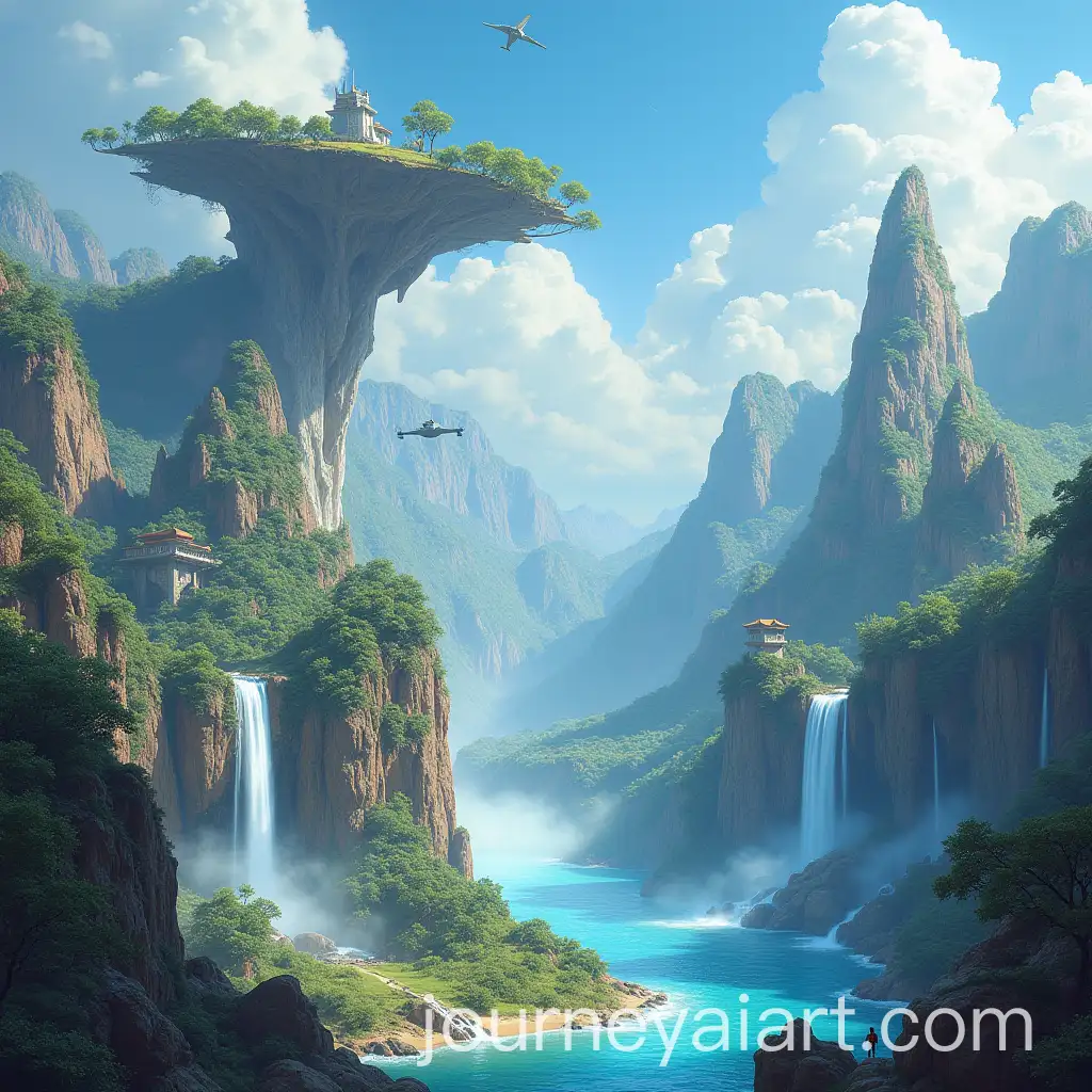 Fantasy-Landscape-with-Flying-Islands-andAI-Art-Prompt-Expansion-Waterfalls-in-Vivid-Colors