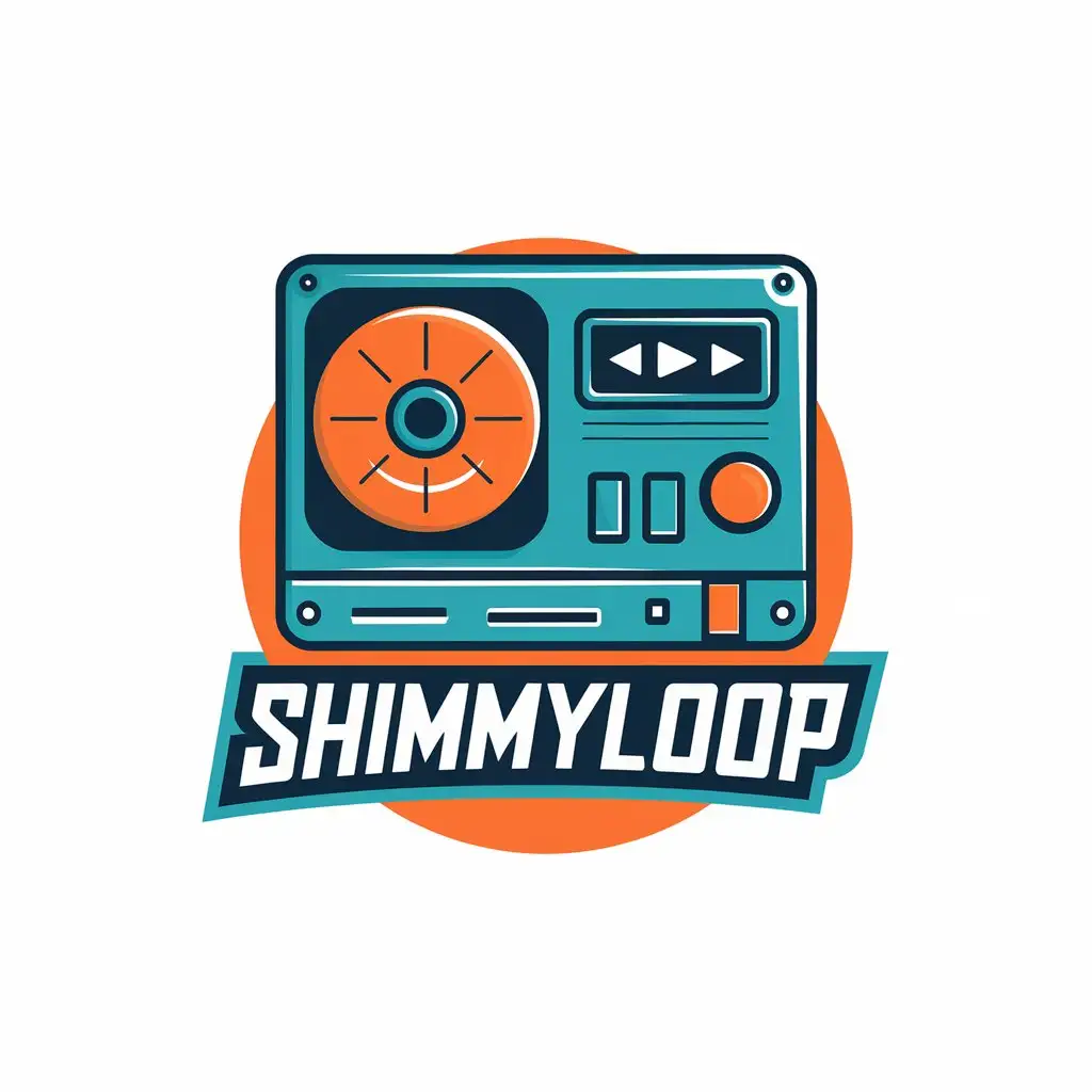 a vector logo design,with the text "SHIMMYLOOP", main symbol:tape recorder,Moderate,be used in Sports Fitness industry,clear background