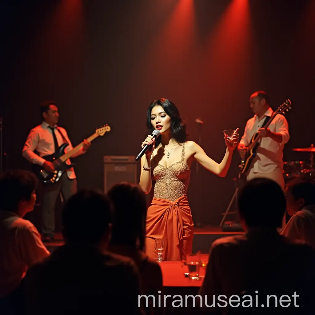 1970s Bangkok Nightclub with Thai Singer and Guests