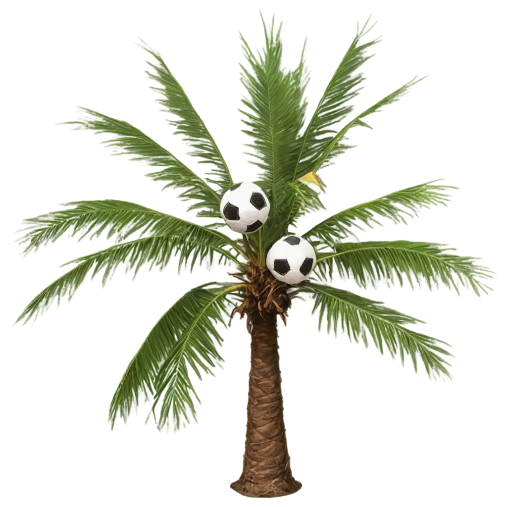 Vibrant-PNG-Image-of-a-Coconut-Tree-with-Soccer-Balls-as-Coconuts