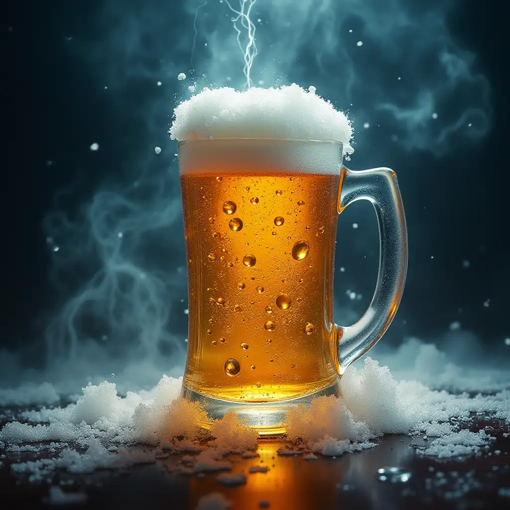 Storm and storm in a mug of beer, style Aivazovsky