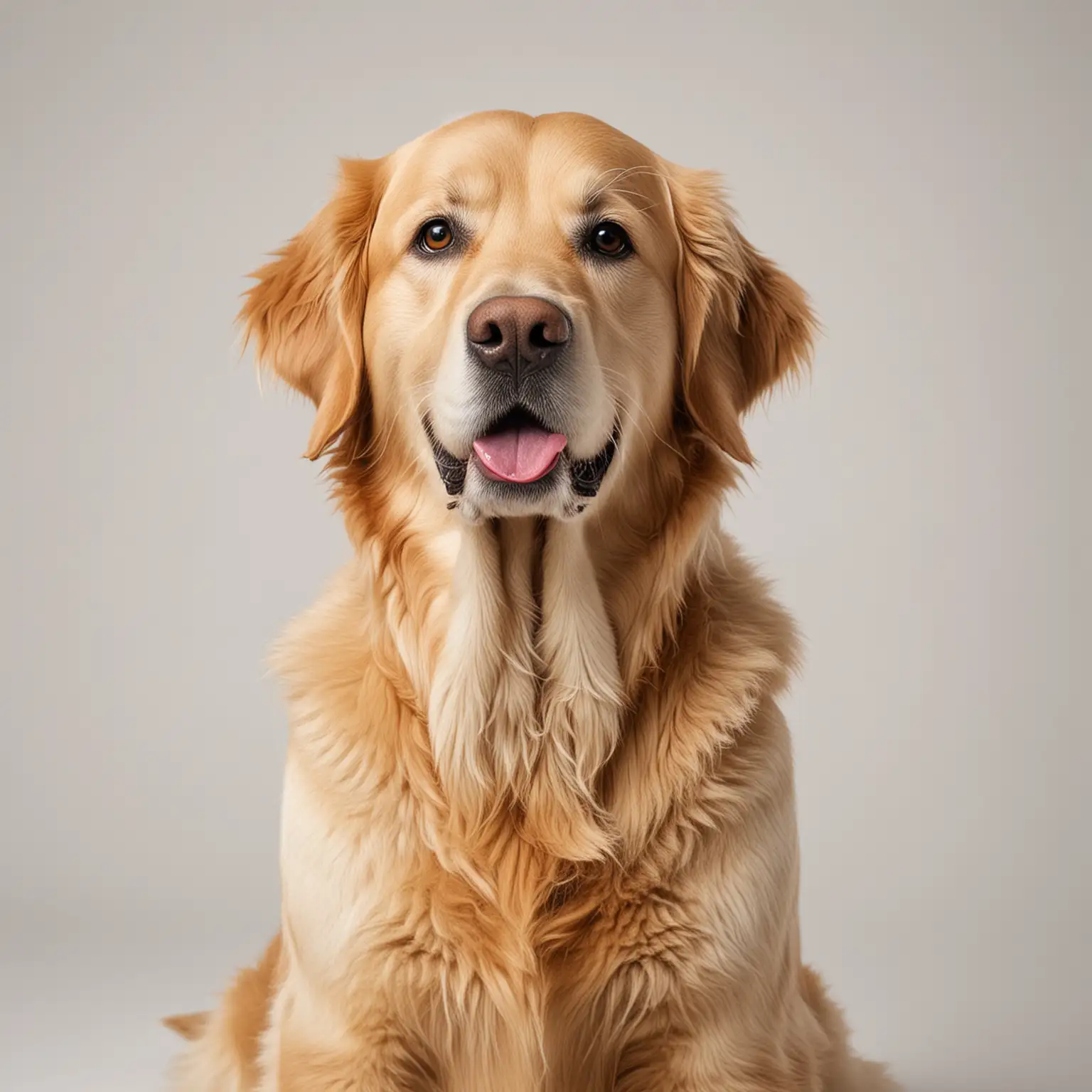 Golden Retriever Dog Posed Elegantly Against a Clean White Background