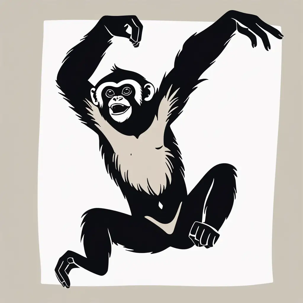 Dynamic BlackArmed Gibbon with White Cheeks and Eyebrows