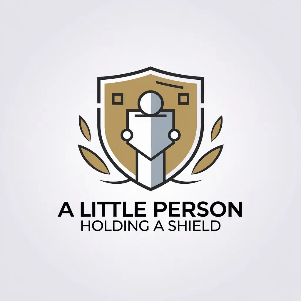 a vector logo design,with the text "a little person holding a shield", main symbol:a small person holding a shield,Minimalistic,clear background