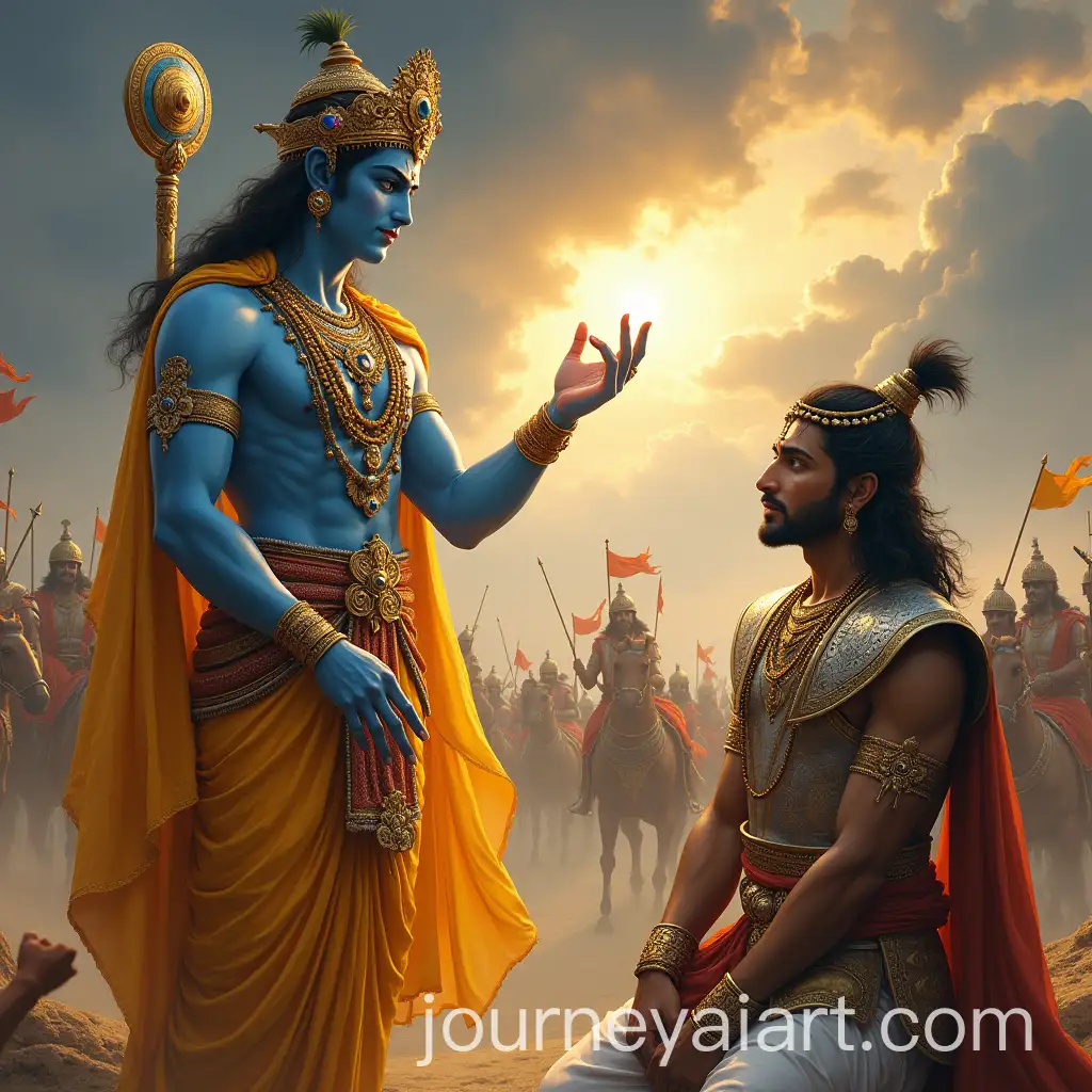 Lord-Krishna-and-Arjuna-on-the-Battlefield-of-Kurukshetra-in-the-Mahabharata