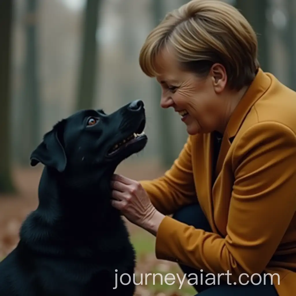 Angela-Merkel-Stroking-a-Black-Dog
