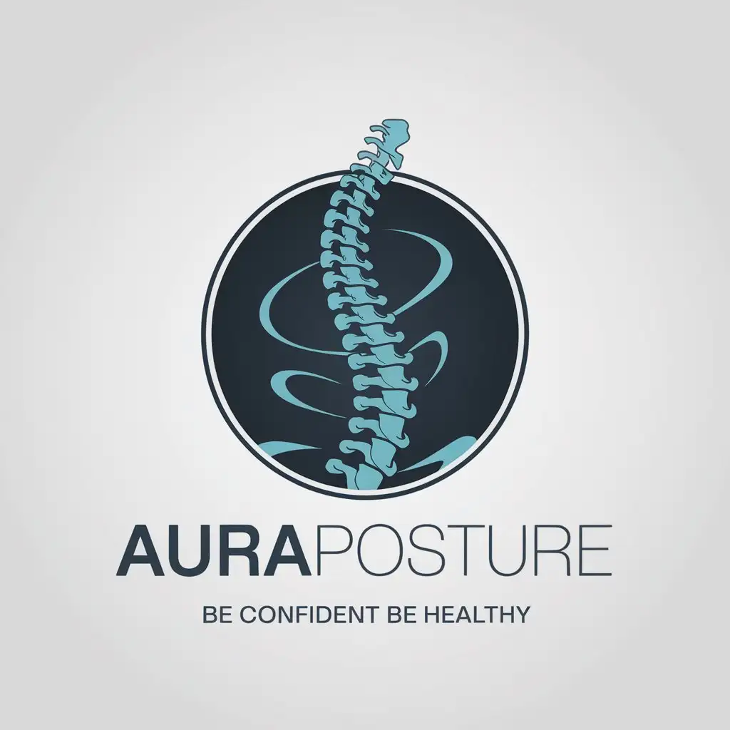 LOGO Design for AuraPosture Minimalistic Spine Theme with Light Blue Accents for Sports Fitness Industry