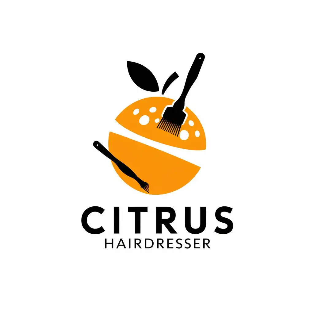 LOGO-Design-For-CITRUS-Orange-with-Artistic-Brushes-for-Hairdresser-Industry