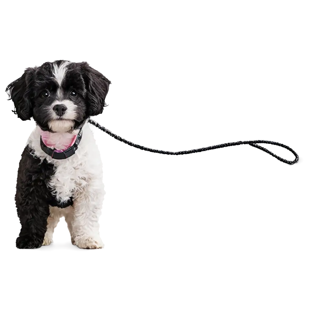 HighQuality-PNG-Image-of-a-Black-and-White-ShiPoo-Dog-on-a-Leash