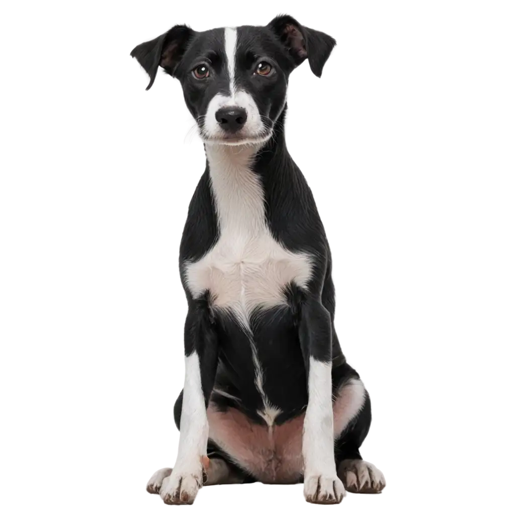 Stray-Black-and-White-Dog-Sitting-PNG-HighQuality-Image-for-Versatile-Use