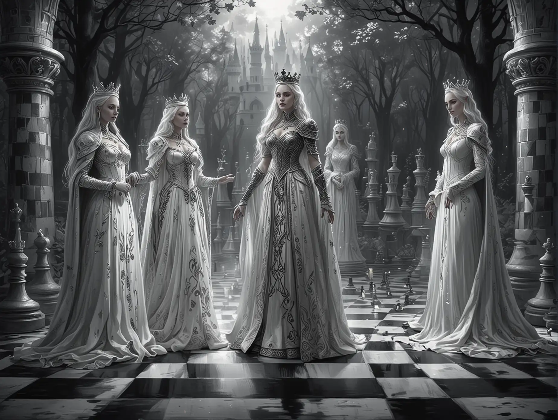 Healing-Light-and-Mysterious-Shadows-Chess-Queens-in-a-Magical-Landscape