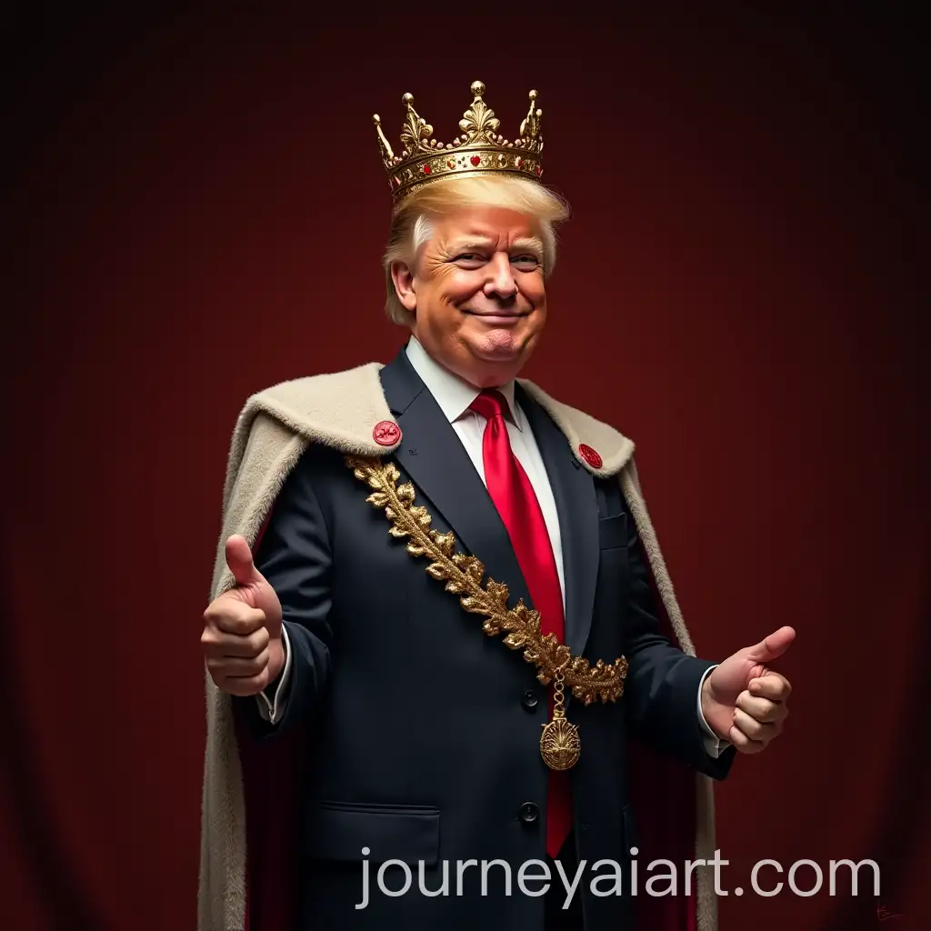 Donald-Trump-as-a-Regal-King-with-Crown-and-ThumbsUp-Gesture